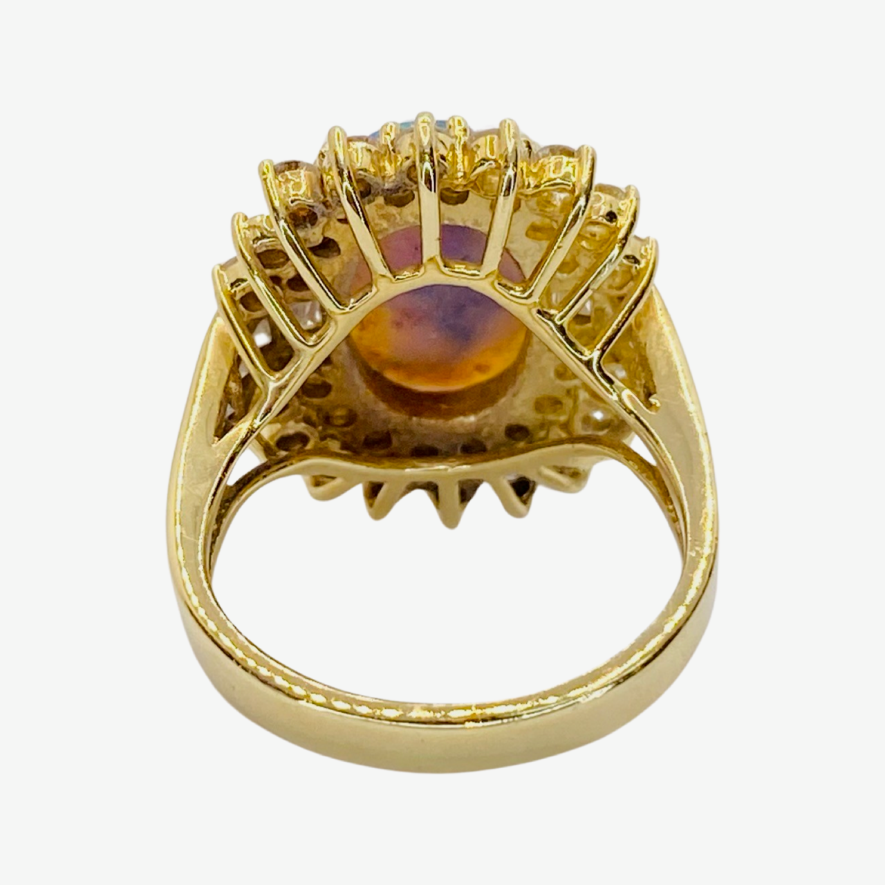 Estate Jewelry 14K Yellow Gold Australian Oval Blue Opal Ring