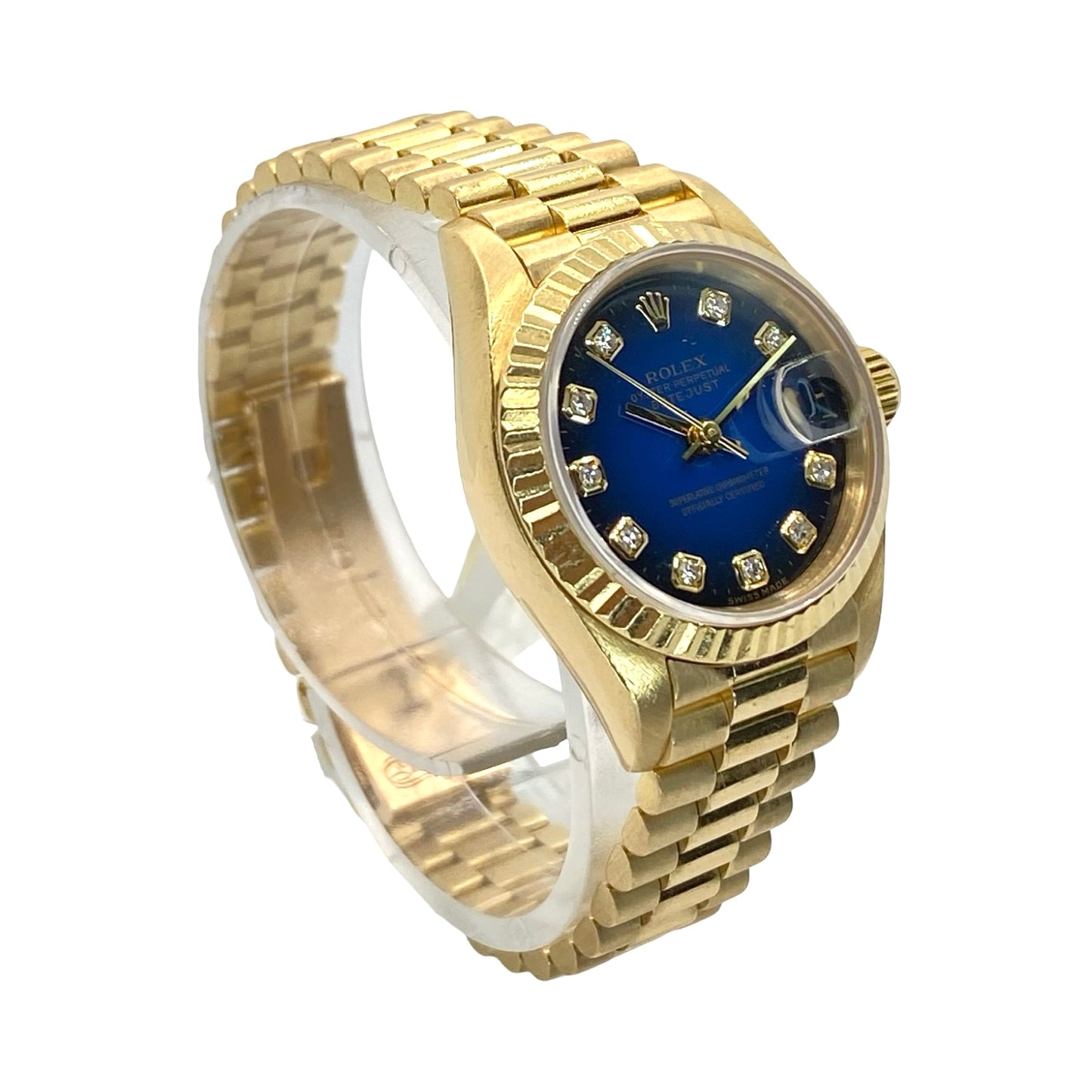 Rolex Datejust 18K Solid Gold Factory Blue Vignette Diamond Dial 69178 C.1996