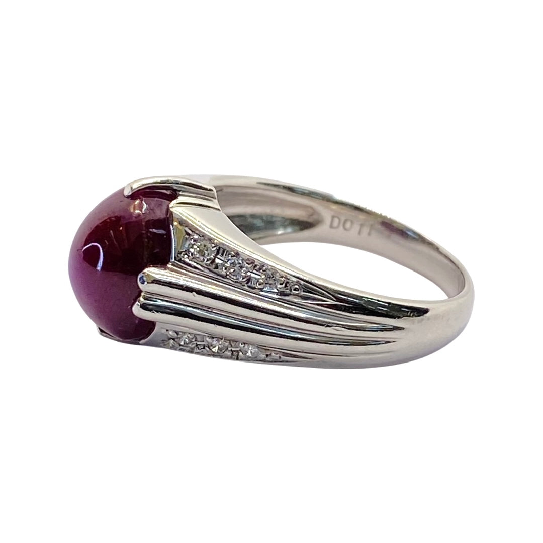 Estate Jewelry Women's Platinum 900 Purple Star Sapphire Ring