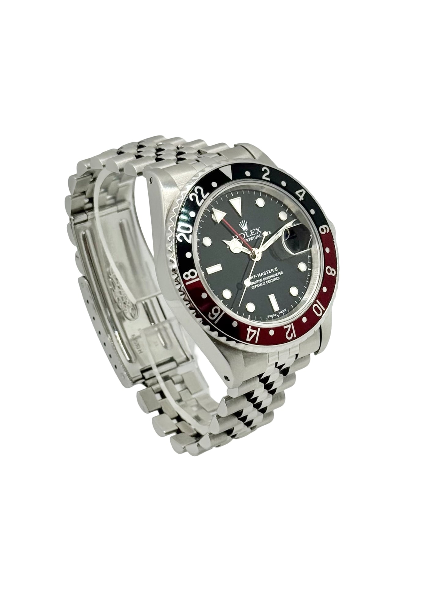 Rolex Rolex GMT-Master II Coke "Fat Lady" Black Dial Red/Black Bezel Oystersteel Bracelet 16760