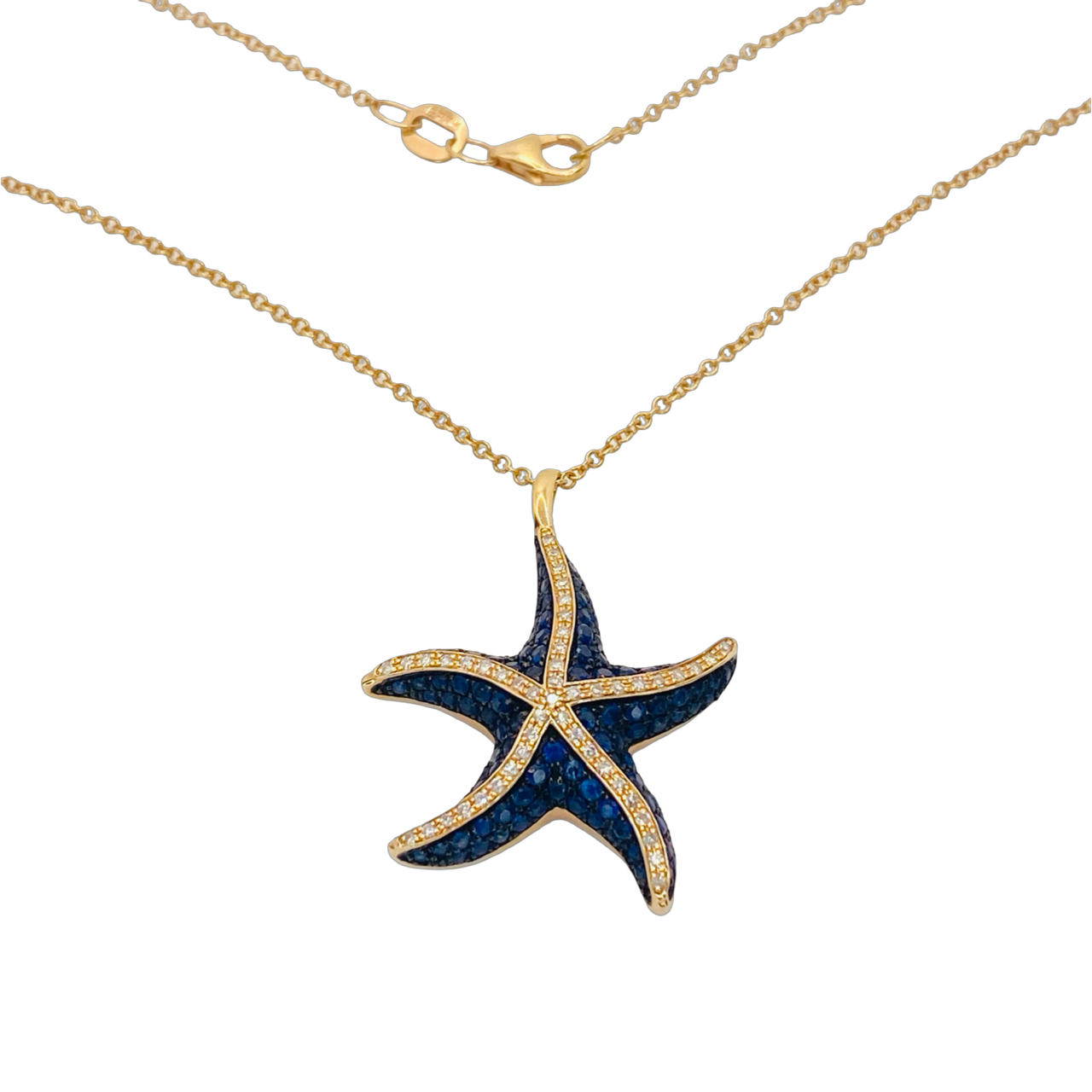 14K Rose Gold Effy Seaside Starfish Pendant with Blue Sapphire and Diamonds 777233