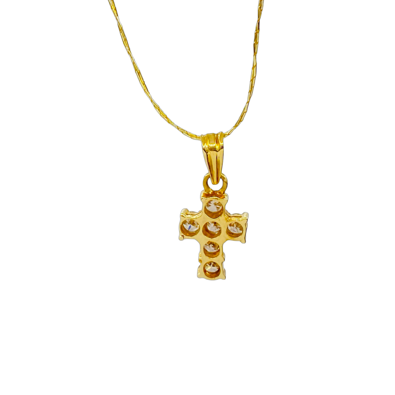 14K Yellow Gold Diamond Cross Pendant 0.70 Carat