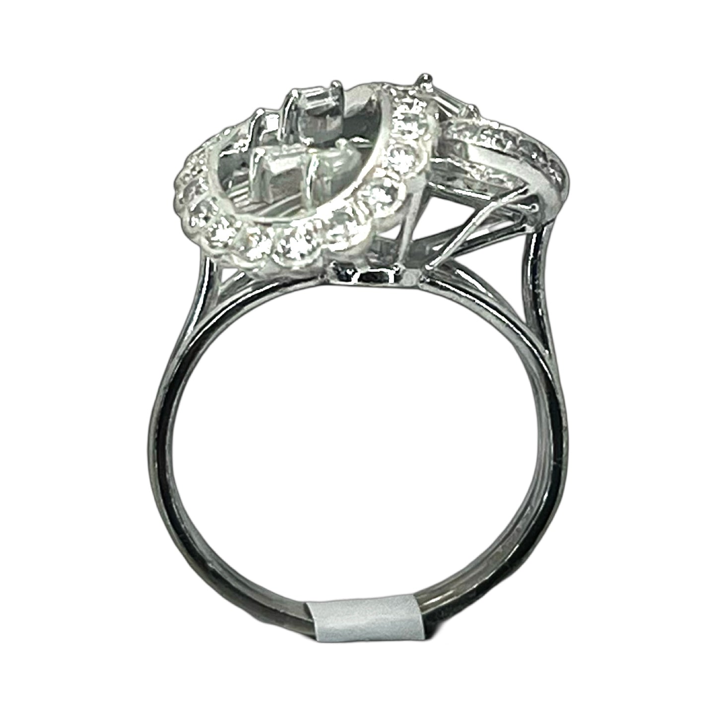 Estate Jewelry 14K White Gold Cluster Diamond Heart Cocktail Ring