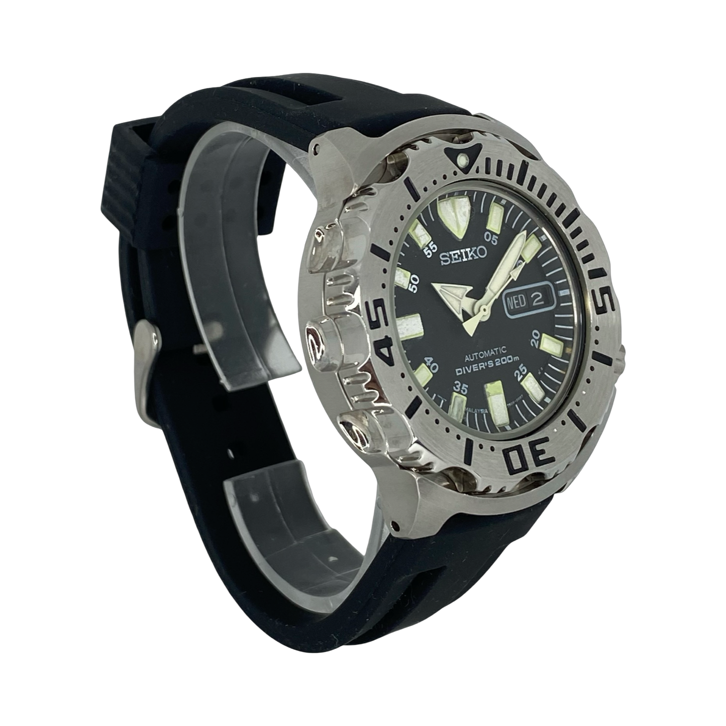 Seiko Black Monster Scuba Diver 43mm Automatic Black Dial Silicon Strap SKX779 Pre-owned