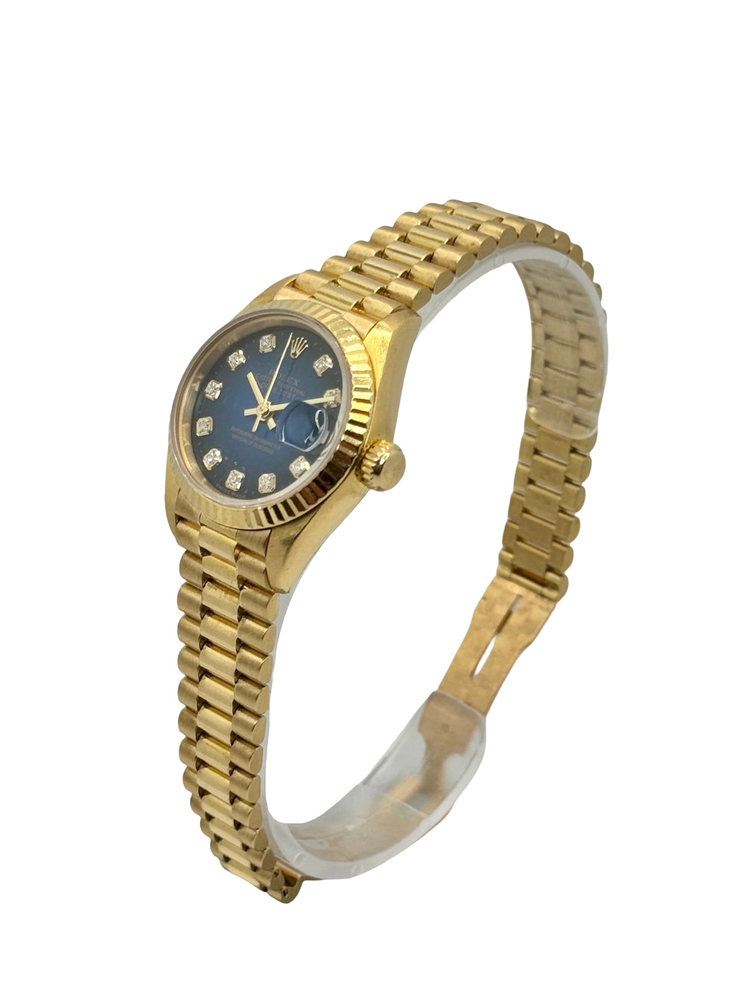 Rolex Datejust 18K Solid Gold Factory Blue Vignette Diamond Dial 69178 C.1996