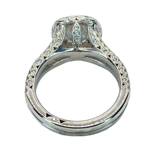Estate Jewelry 18K White Gold Tacori Setting Round Diamond Halo Ring