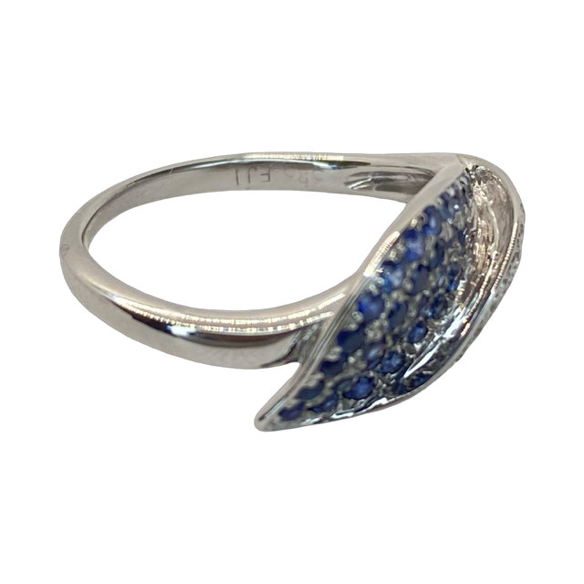 14K White Gold Na Hoku Blue Sapphire and Diamond Ring