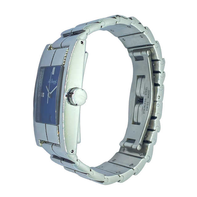 S.T. Dupont Geometrie Blue Date Paris Quartz Watch Stainless Steel Bracelet