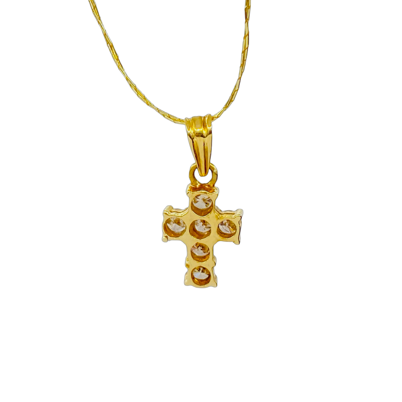 14K Yellow Gold Diamond Cross Pendant 0.70 Carat