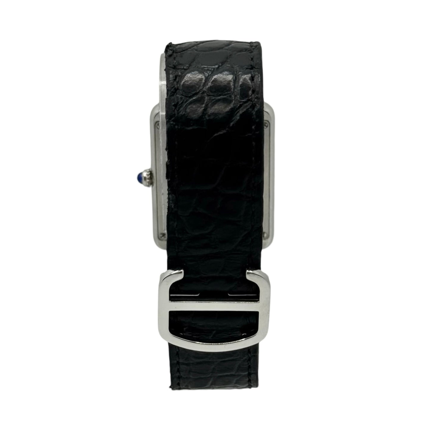 Cartier Tank Solo Full Size White Dial Black Leather Strap 2715/ W1018355