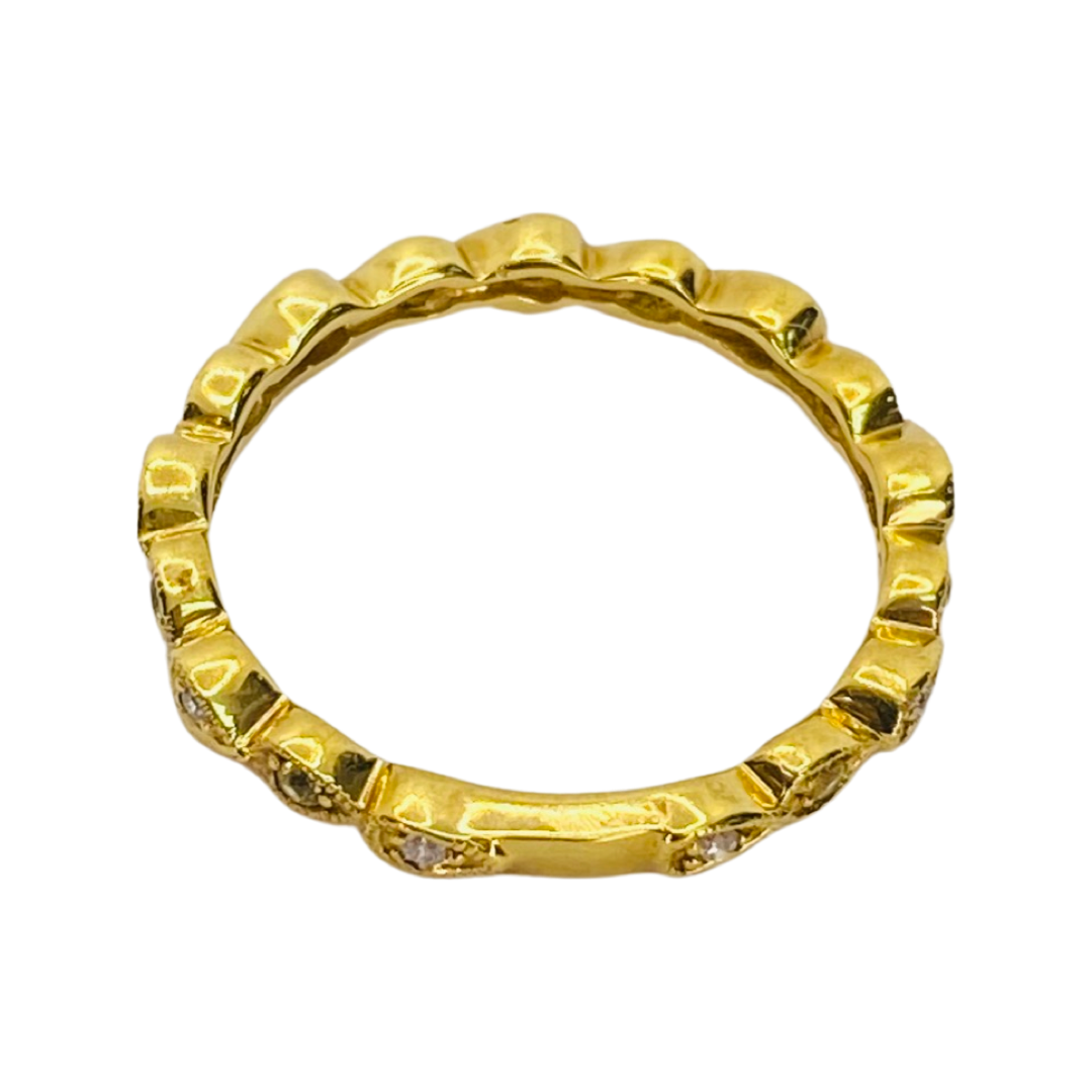 18K Yellow Gold White & Yellow Diamonds Stacking Ring