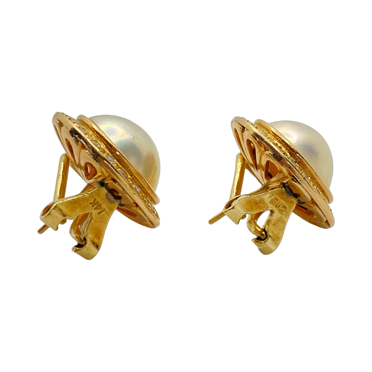 14K Yellow Gold Mabe Pearl Earrings