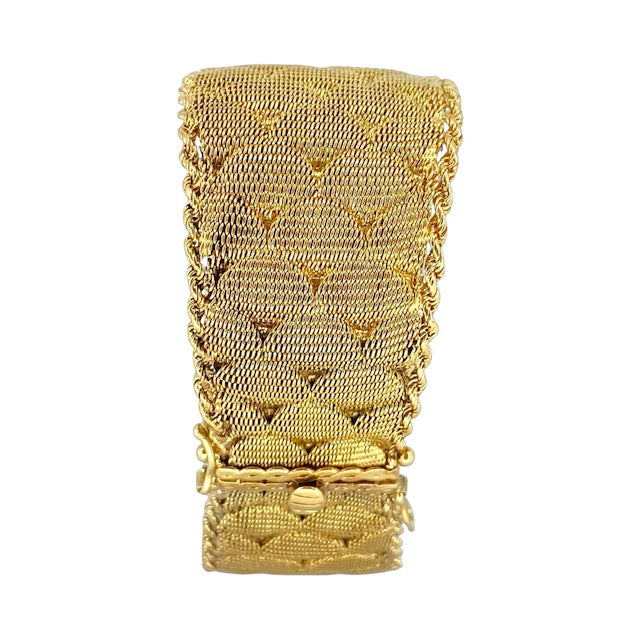 Bueche Girod 18K Yellow Gold Manual Wind Watch Mesh Bracelet