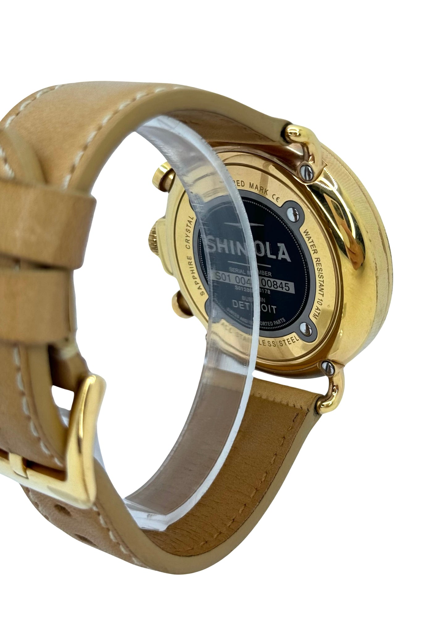 Shinola Runwell 41mm Black Dial Gold Plated Quartz Chronograph