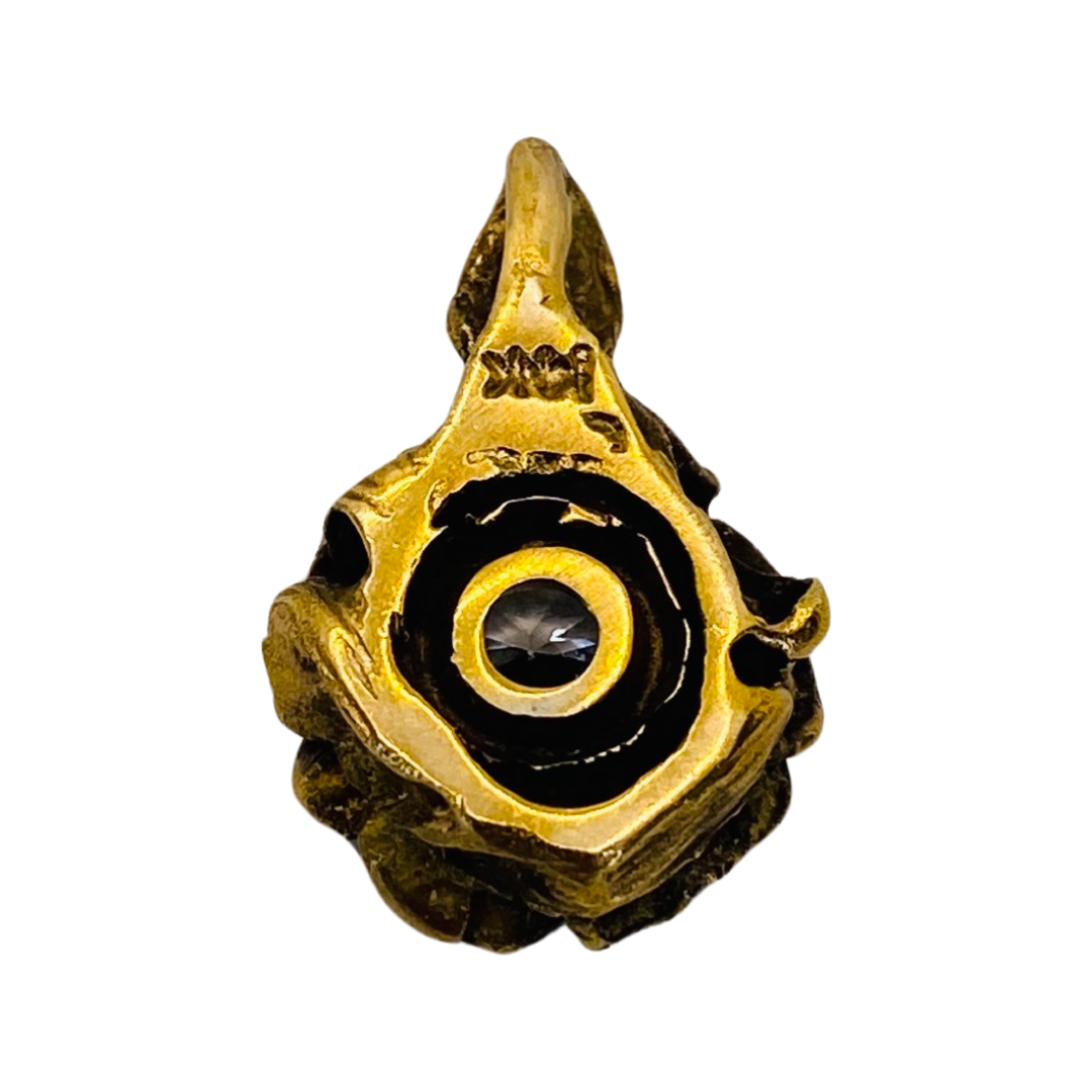 Estate Jewelry 14K Yellow Gold Flower Pendant with Diamond