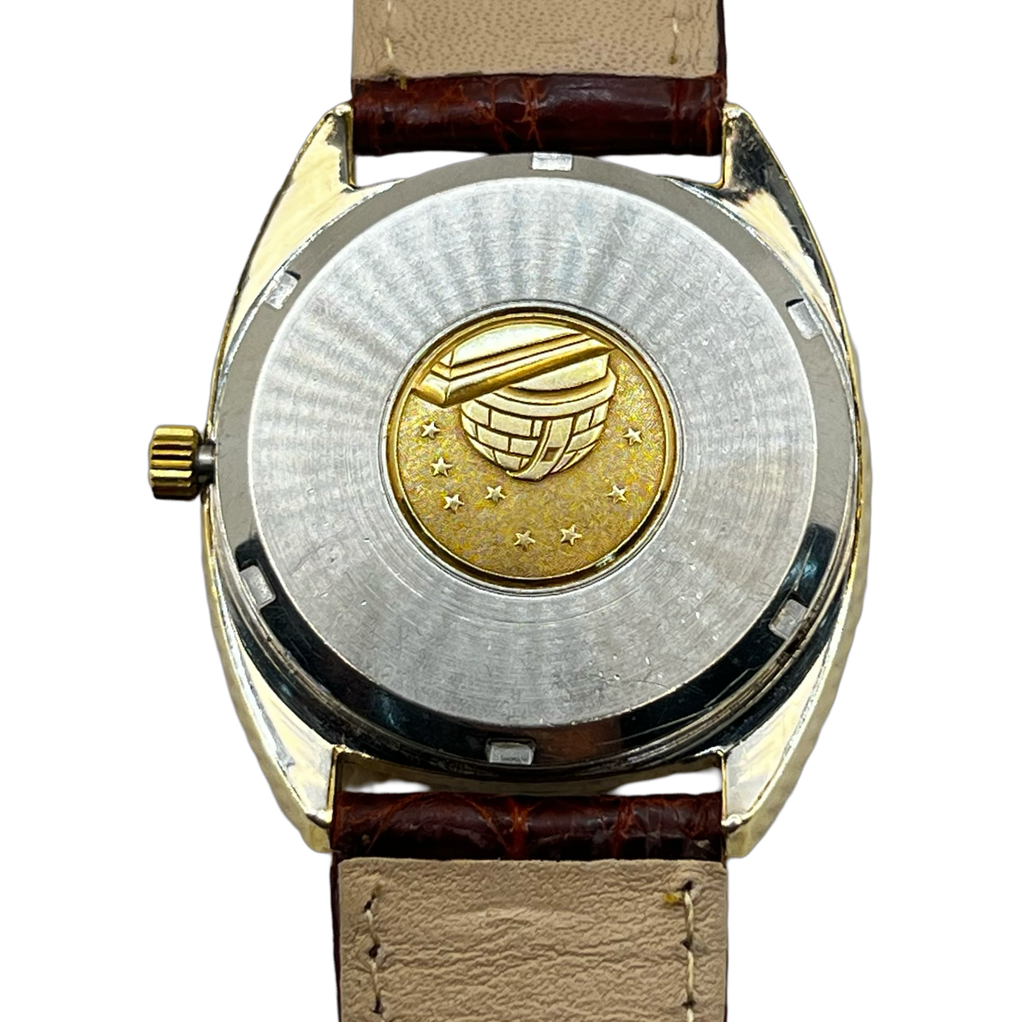 Omega Constellation "C" Automatic Day/Date 14K Gold Bezel Champagne Dial 168.0057