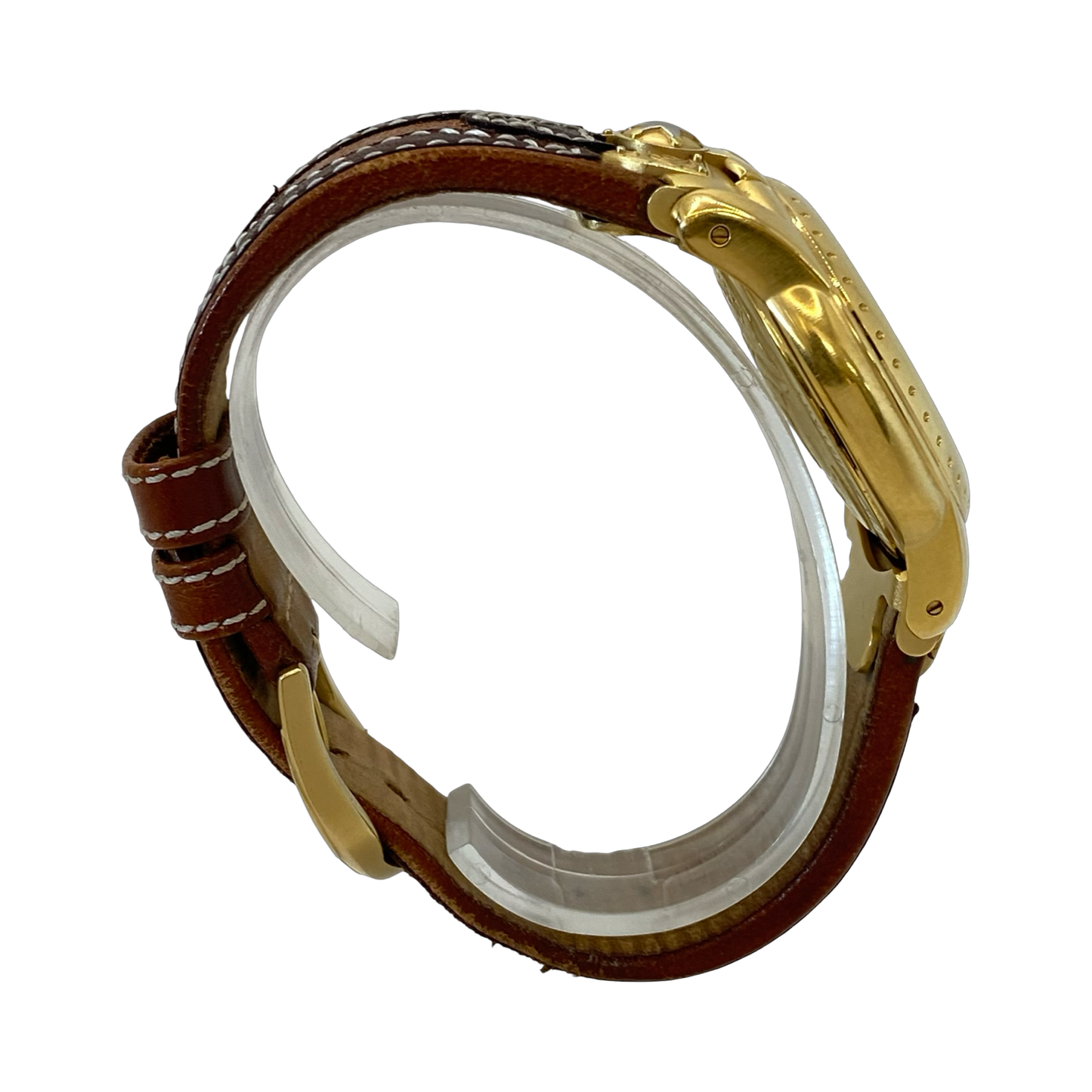 Michel Jordi Spirit of the West Quartz Gold Tone  Brown Leather Strap 8100