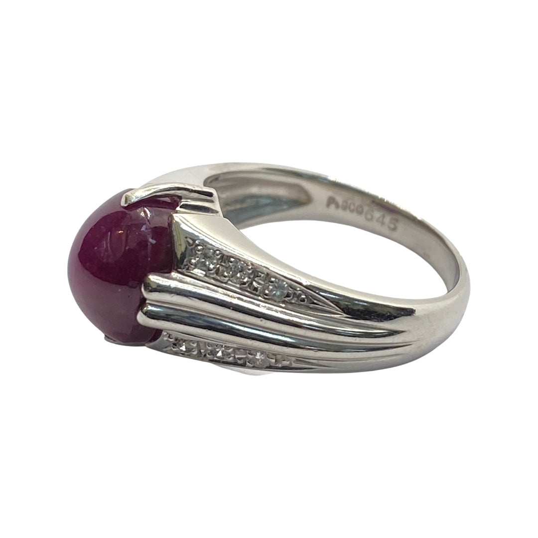 Estate Jewelry Women's Platinum 900 Purple Star Sapphire Ring