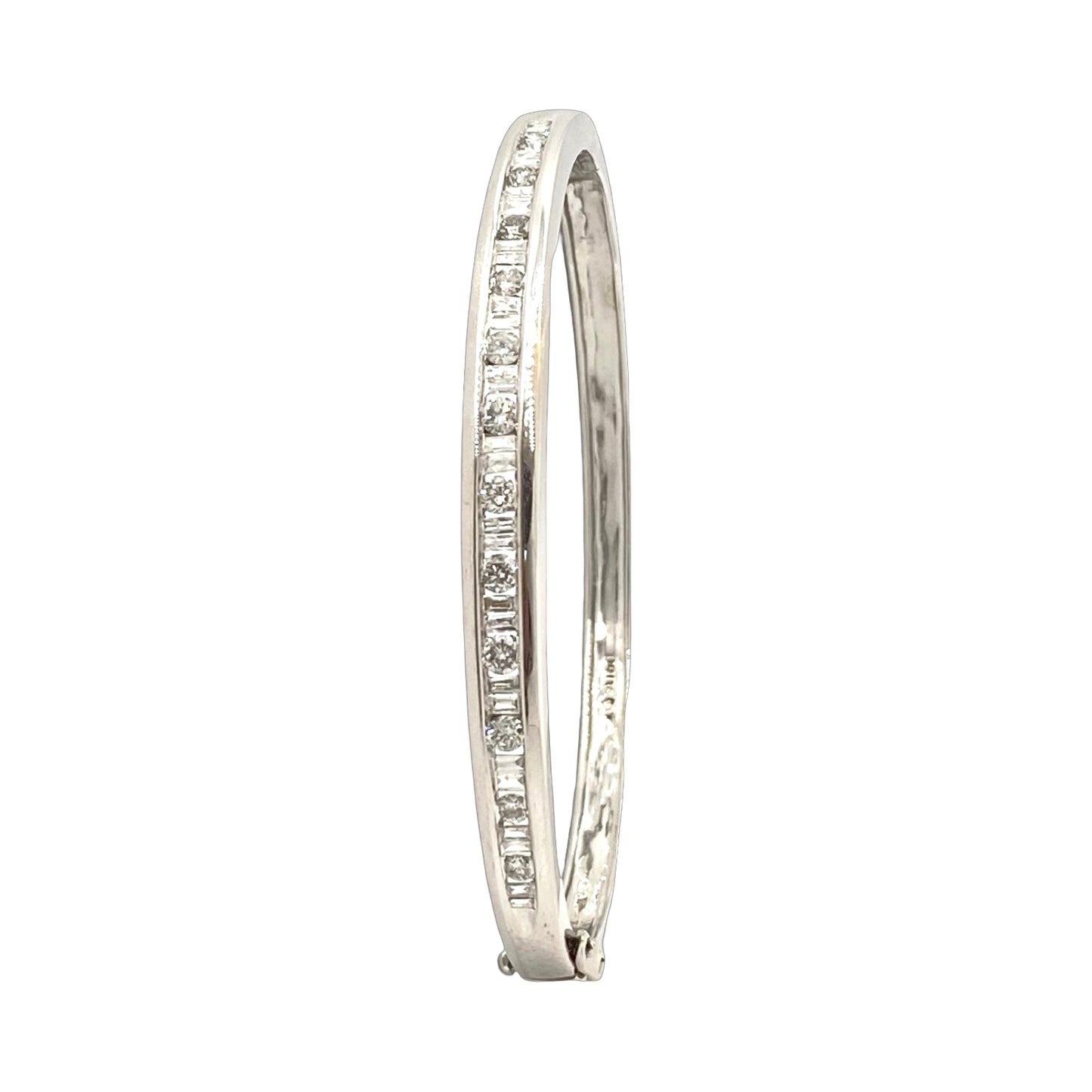14K White Gold Diamond Bangle 2.40 Carats