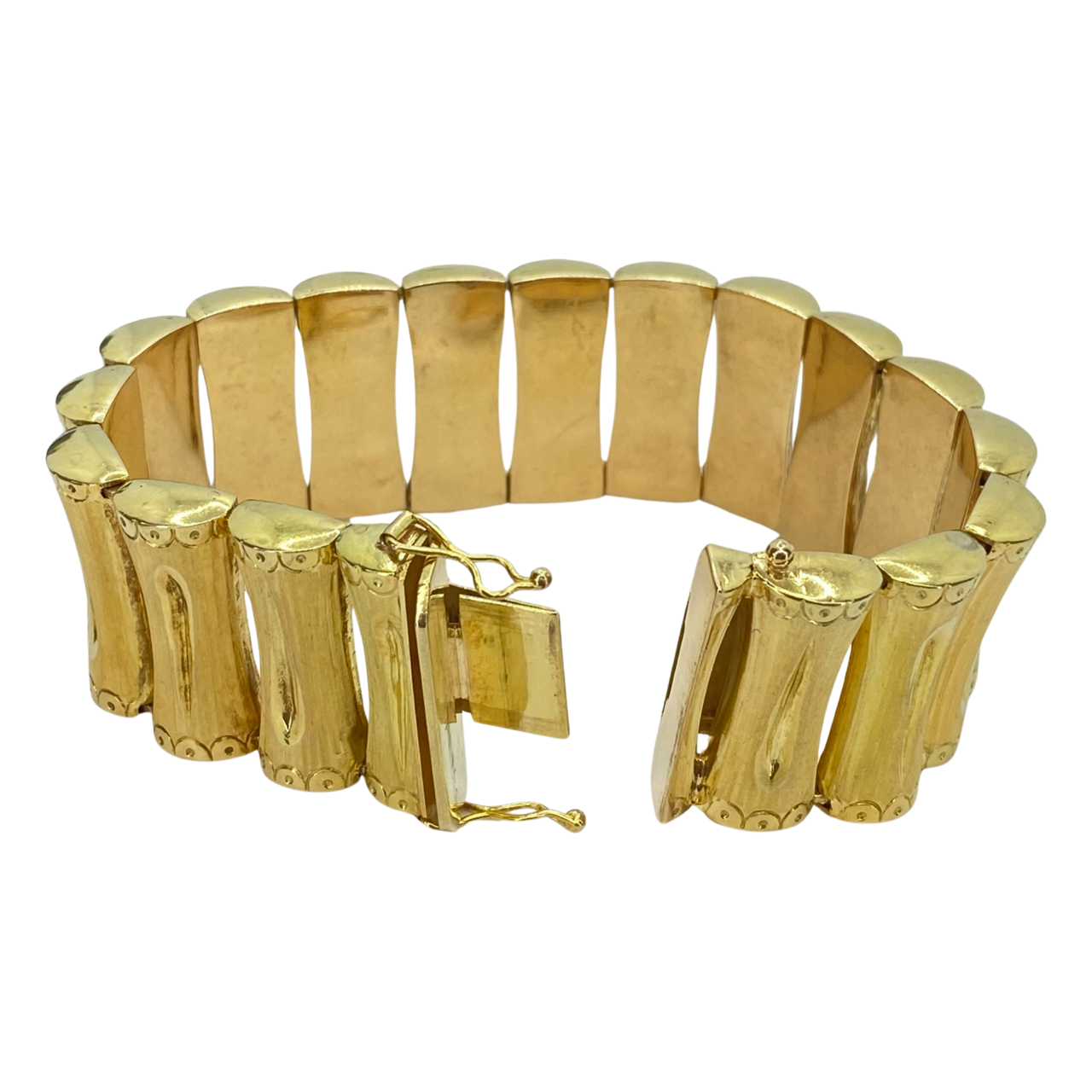Estate Jewelry 18K Yellow Gold Bamboo Link Bracelet