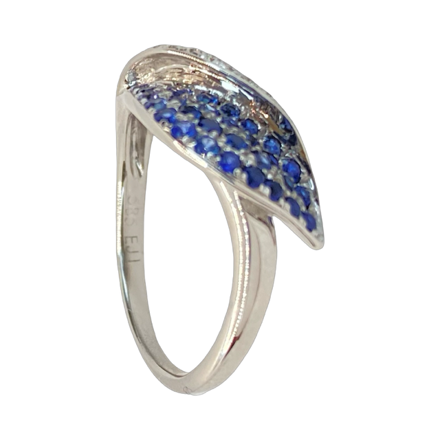 14K White Gold Na Hoku Blue Sapphire and Diamond Ring
