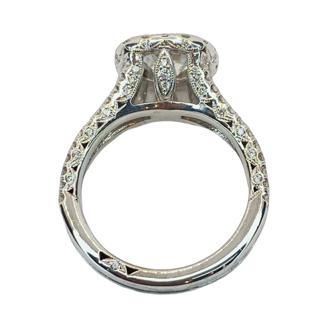 Estate Jewelry 18K White Gold Tacori Setting Round Diamond Halo Ring