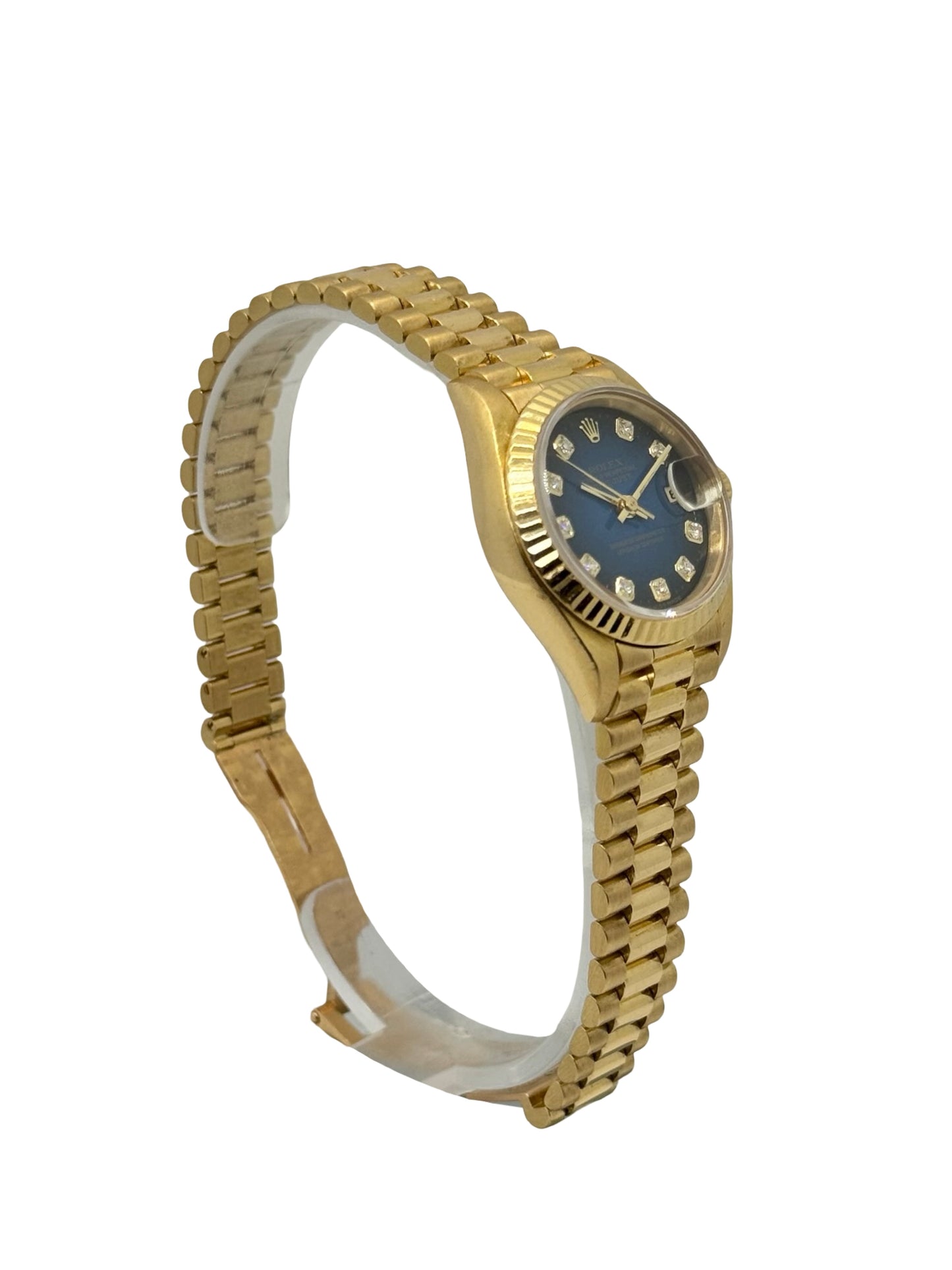 Rolex Datejust 18K Solid Gold Factory Blue Vignette Diamond Dial 69178 C.1996