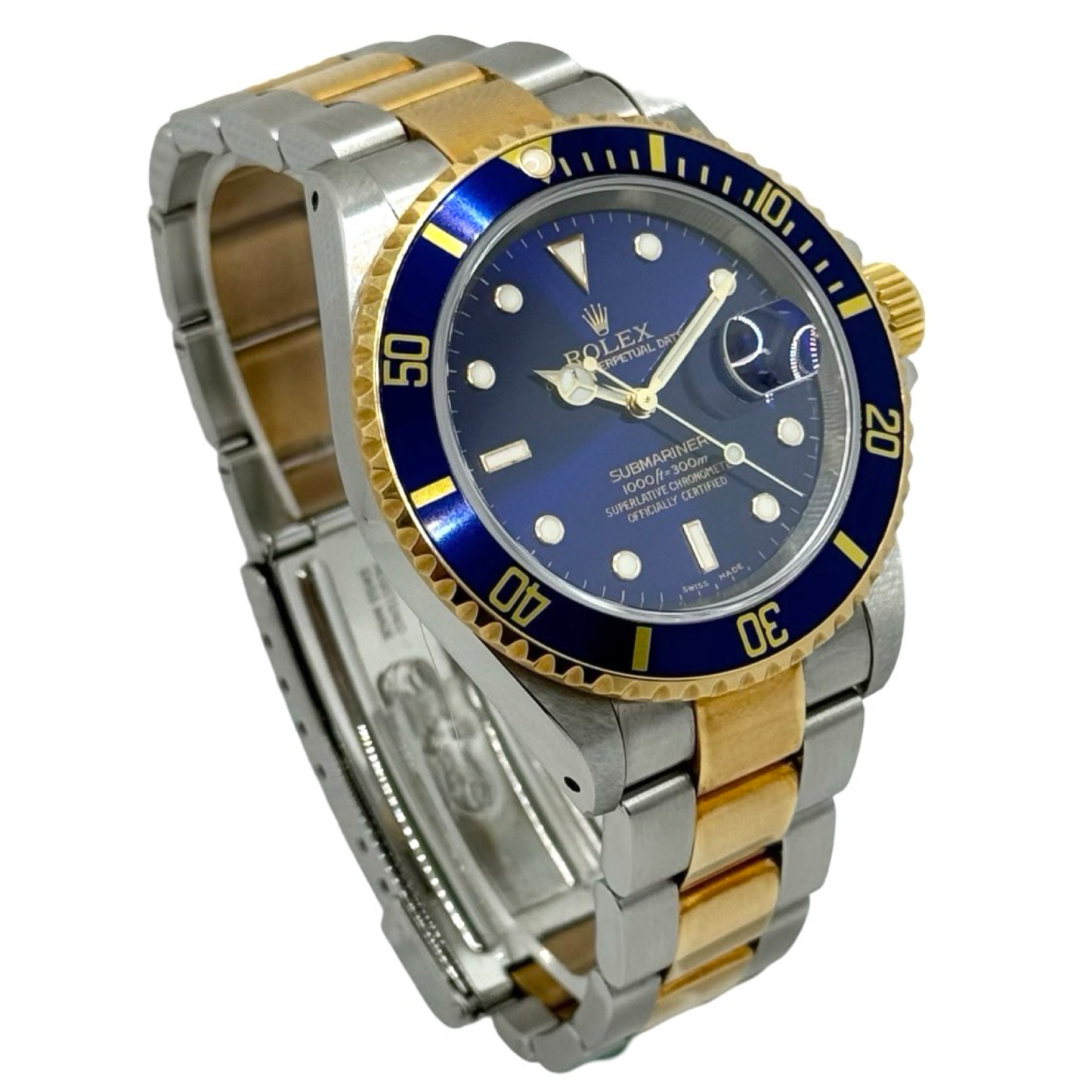 Rolex Submariner Date Blue Dial 18K Yellow Gold and Stainless Steel 16613 C.2000