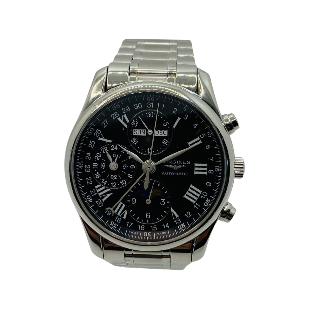 Longines Master Collection Automatic Chronograph Black Dial Triple Date Moonphase L2.673.4.51.6