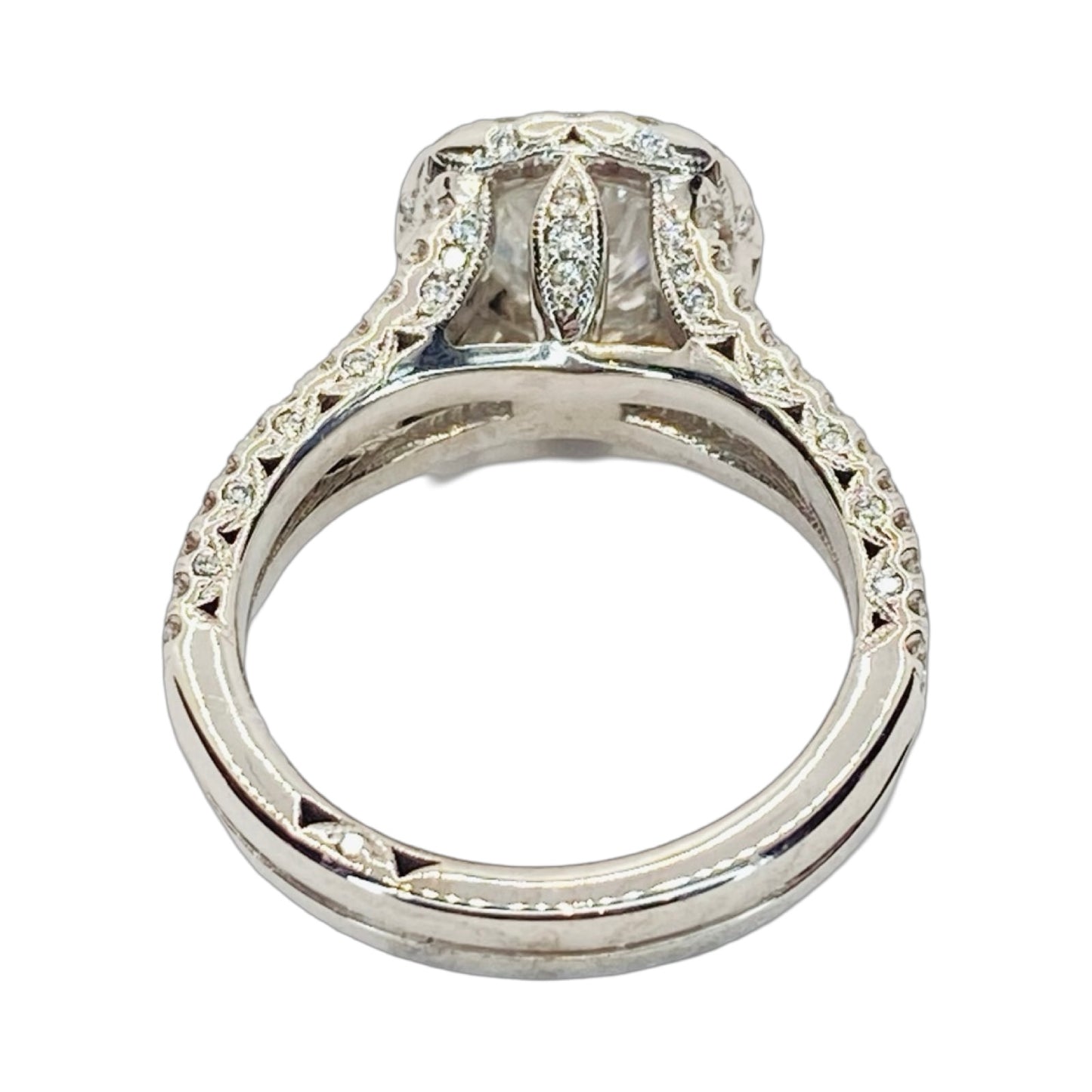 Estate Jewelry 18K White Gold Tacori Setting Round Diamond Halo Ring