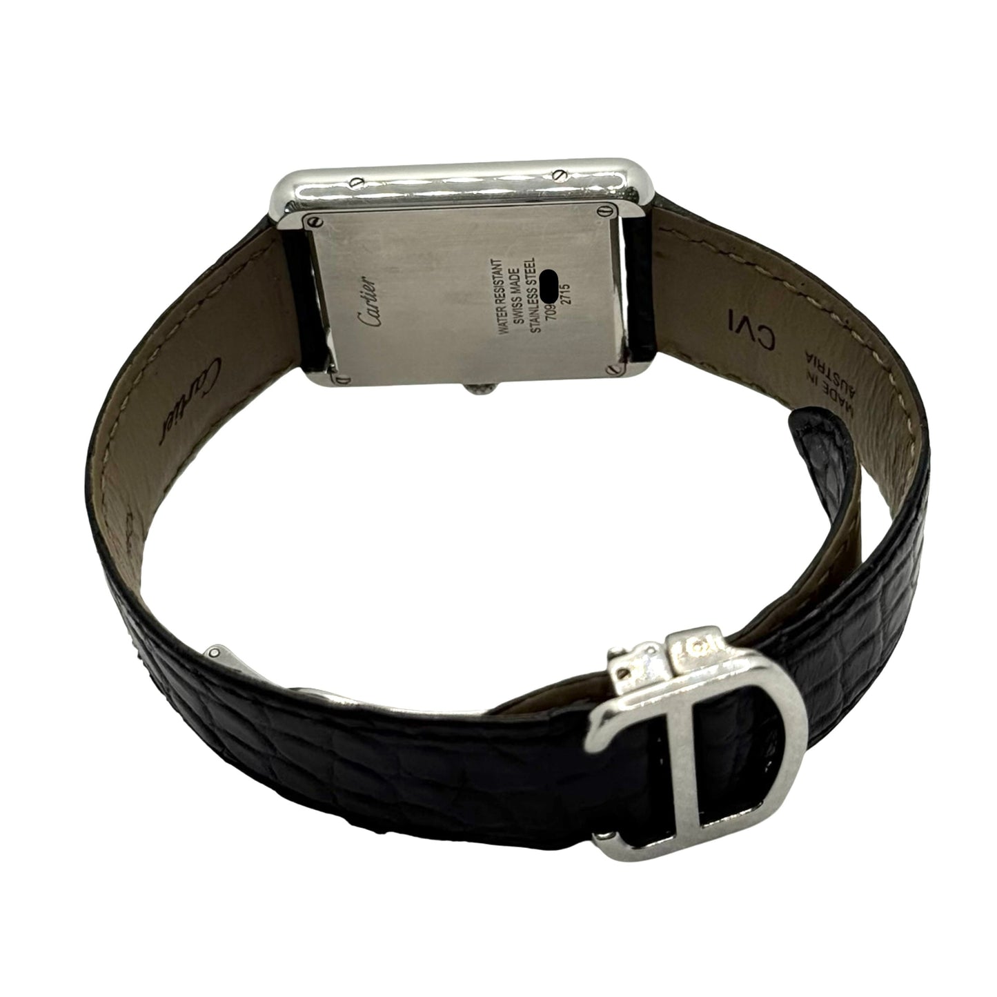Cartier Tank Solo Full Size White Dial Black Leather Strap 2715/ W1018355