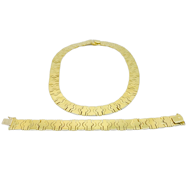 Estate Jewelry 14K Yellow and White Gold Necklace and Bracelet Set