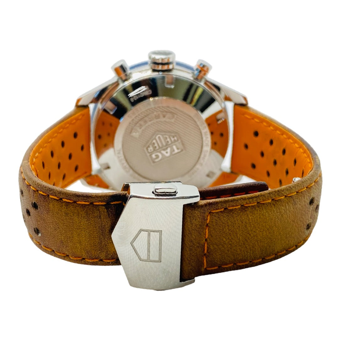 TAG Heuer Carrera Automatic 41mm Steel Blue Dial Brown Leather Strap CBM2112.FC6455