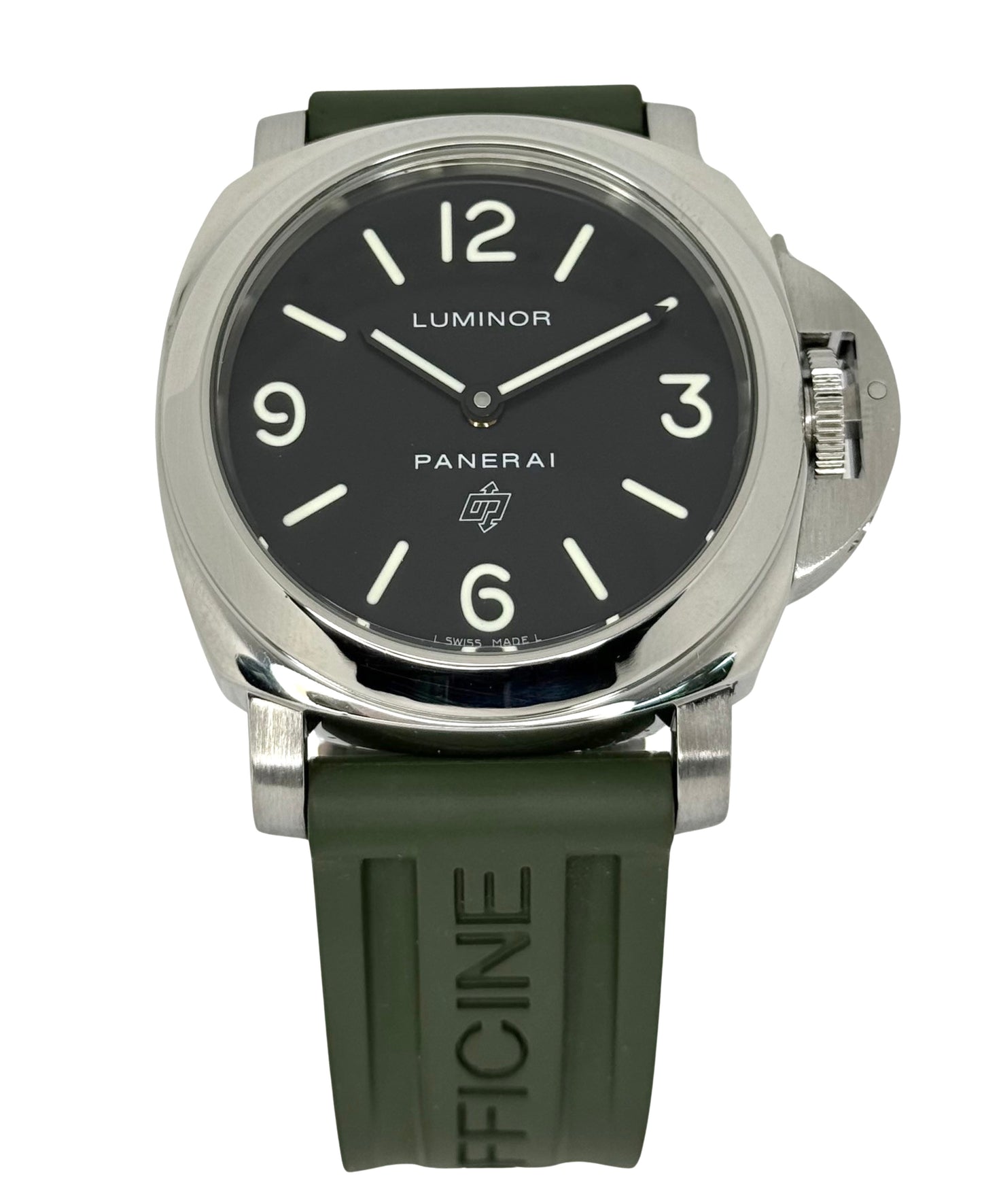 Panerai Luminor Base Logo Black Dial Green Rubber Strap PAM00000