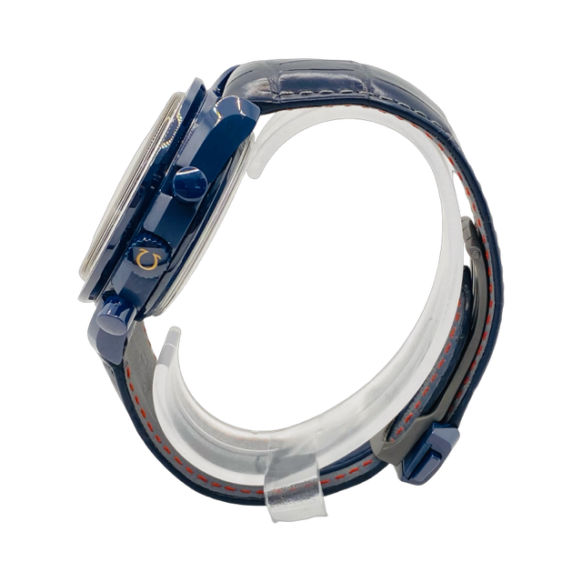 Omega Speedmaster Moonphase Blue Side of the Moon 44.25mm Blue Ceramic on Leather Strap 304.93.44.52.03.002