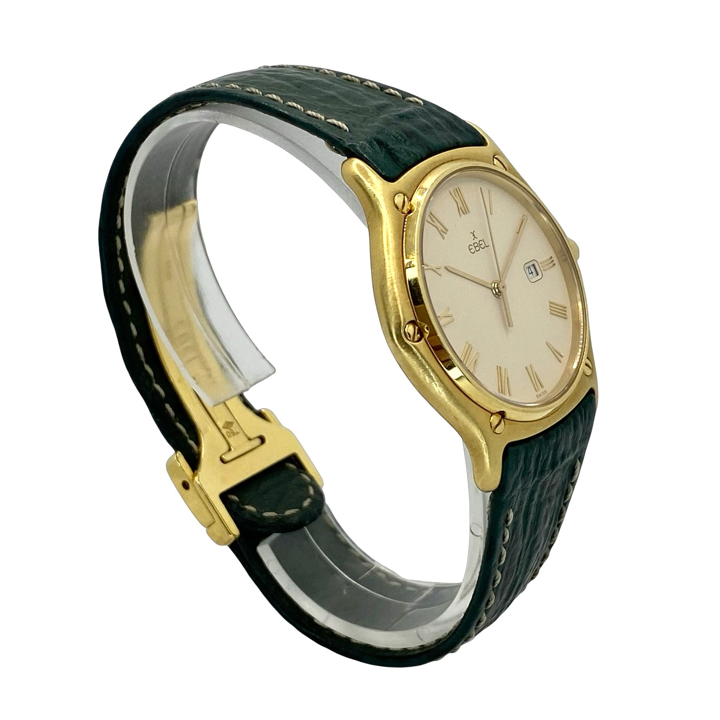 Ebel Sport Classic 1911 35mm 18K Yellow Gold Swiss Quartz Green Shark Skin Leather Ref.883903