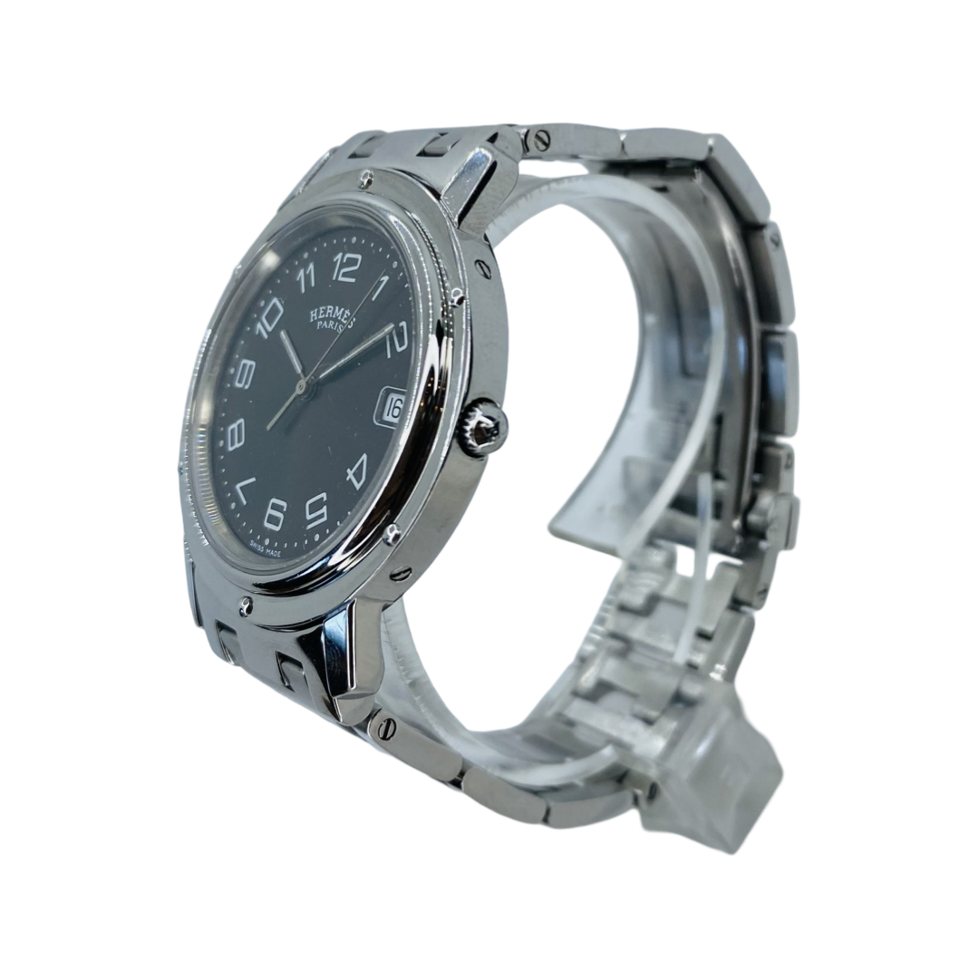 Hermes Clipper Quartz Watch 36mm Gray Dial Stainless Steel Bracelet CL6.710