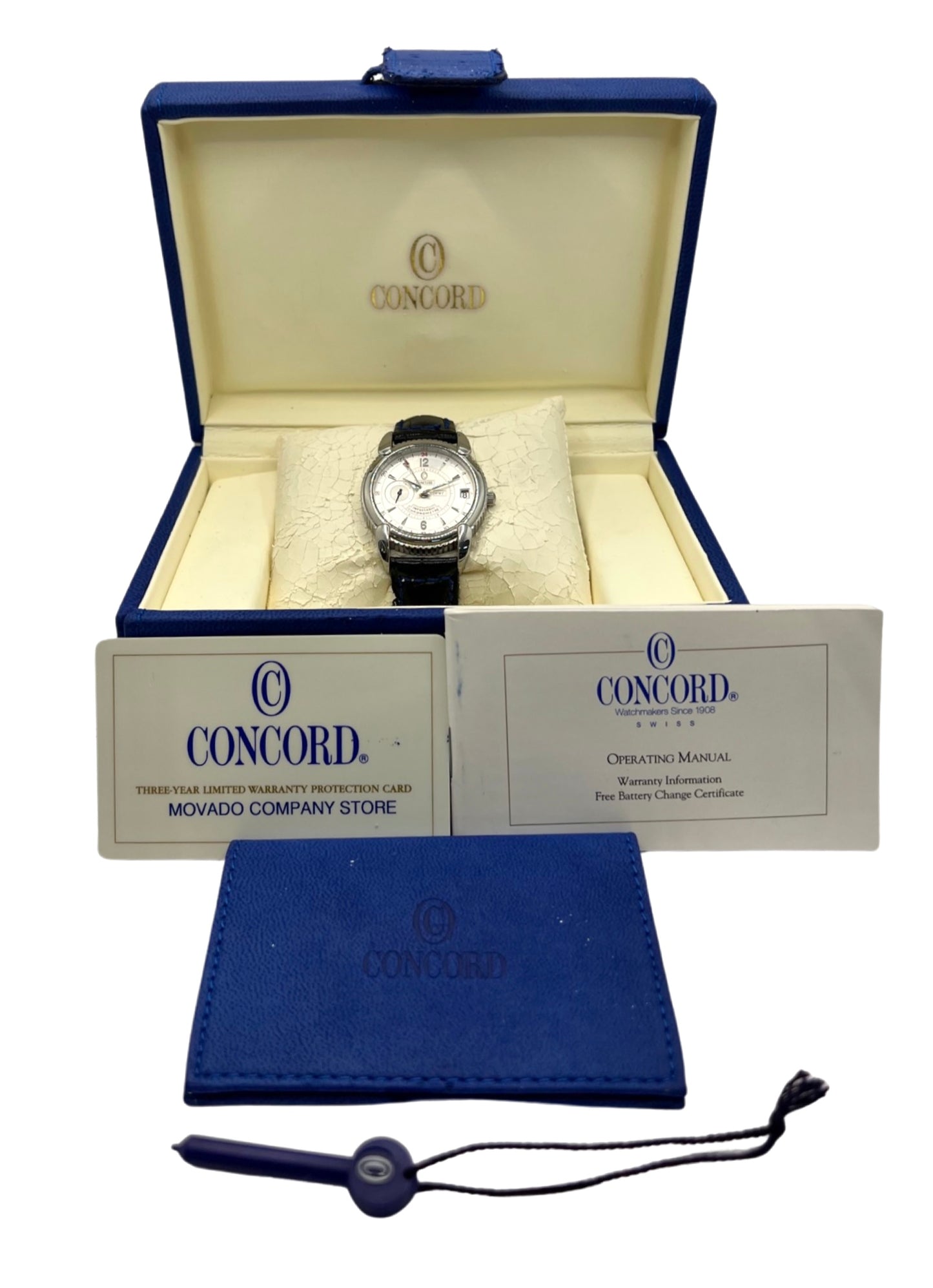 Concord Empresario GMT Chronometre Silver Dial Black Crocodile Strap 14.G6.220