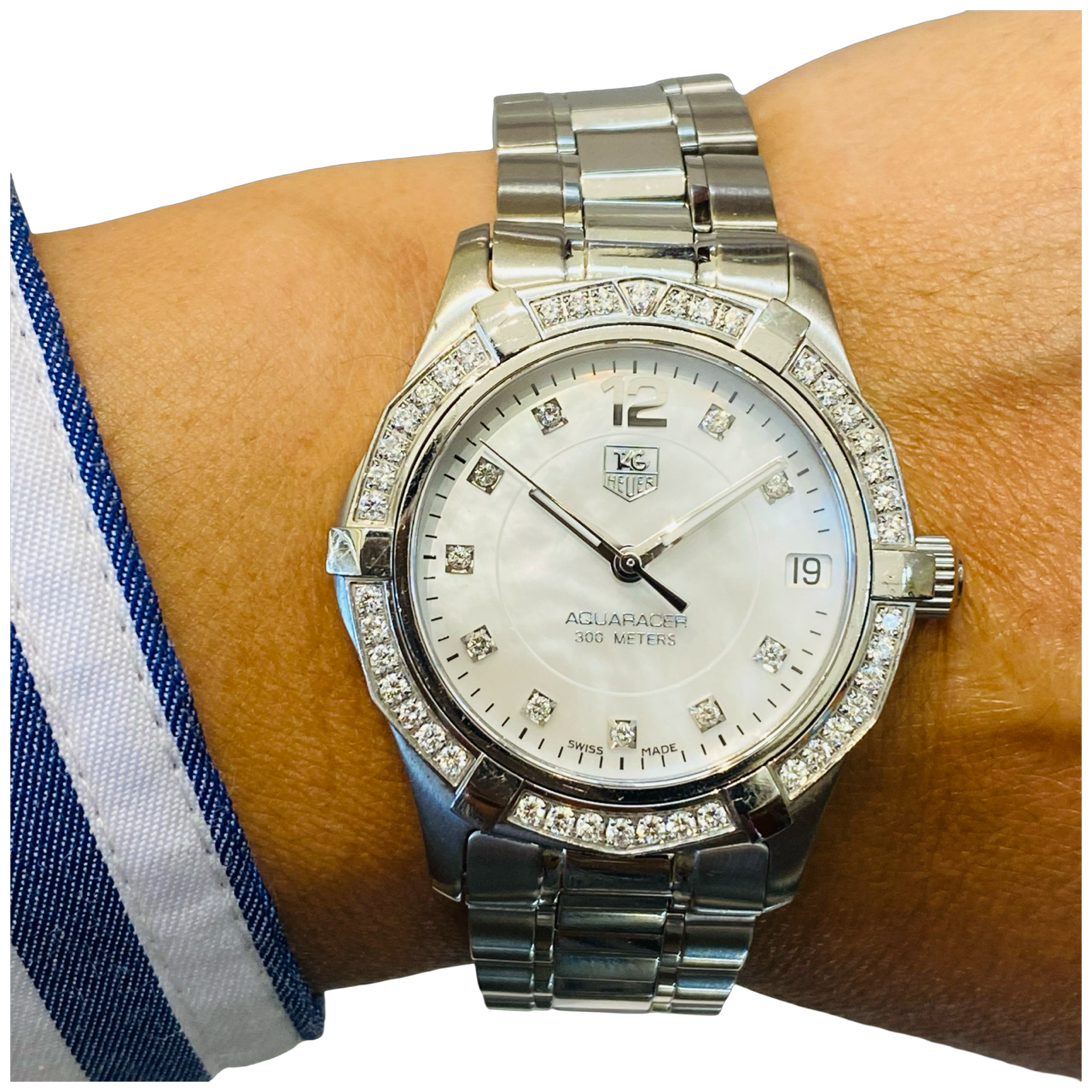 TAG Heuer Aquaracer 2000 Diamond Mother-of-Pearl and Diamond Bezel WAF1313.BA0819