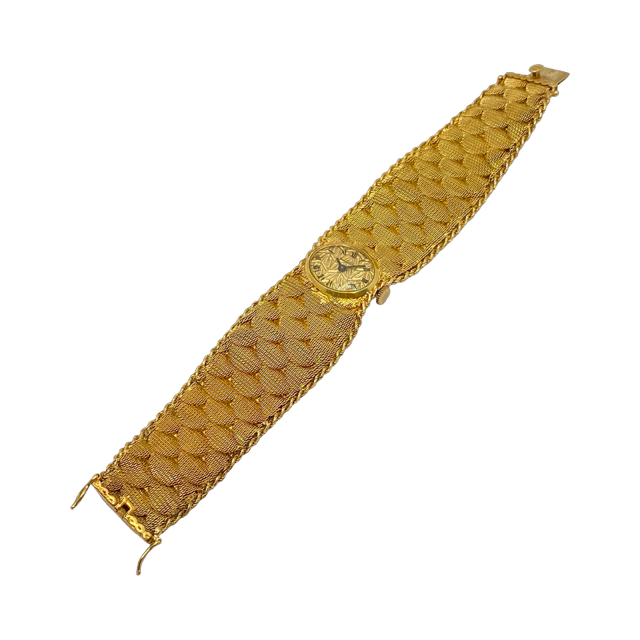 Bueche Girod 18K Yellow Gold Manual Wind Watch Mesh Bracelet