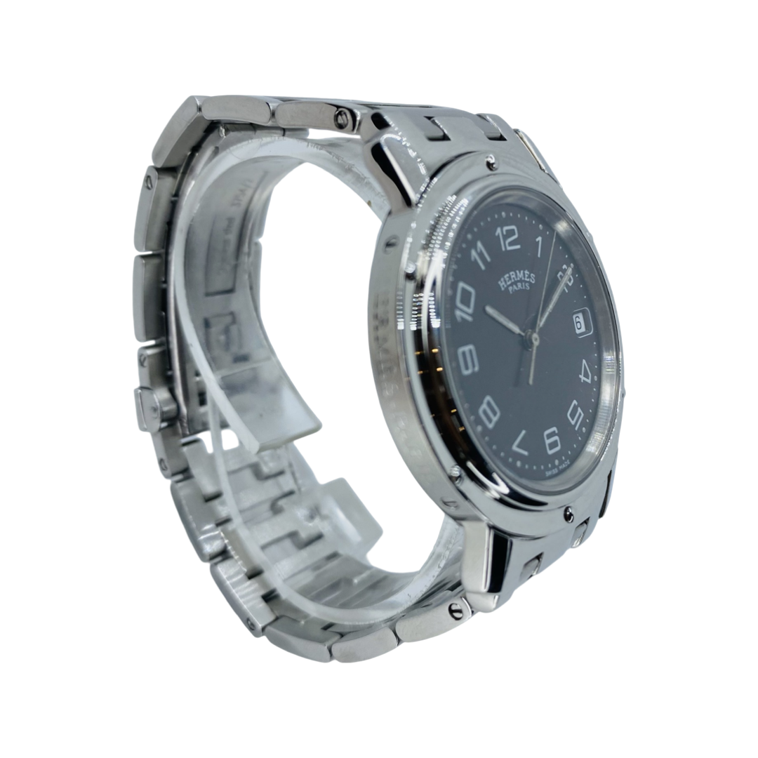 Hermes Clipper Quartz Watch 36mm Gray Dial Stainless Steel Bracelet CL6.710