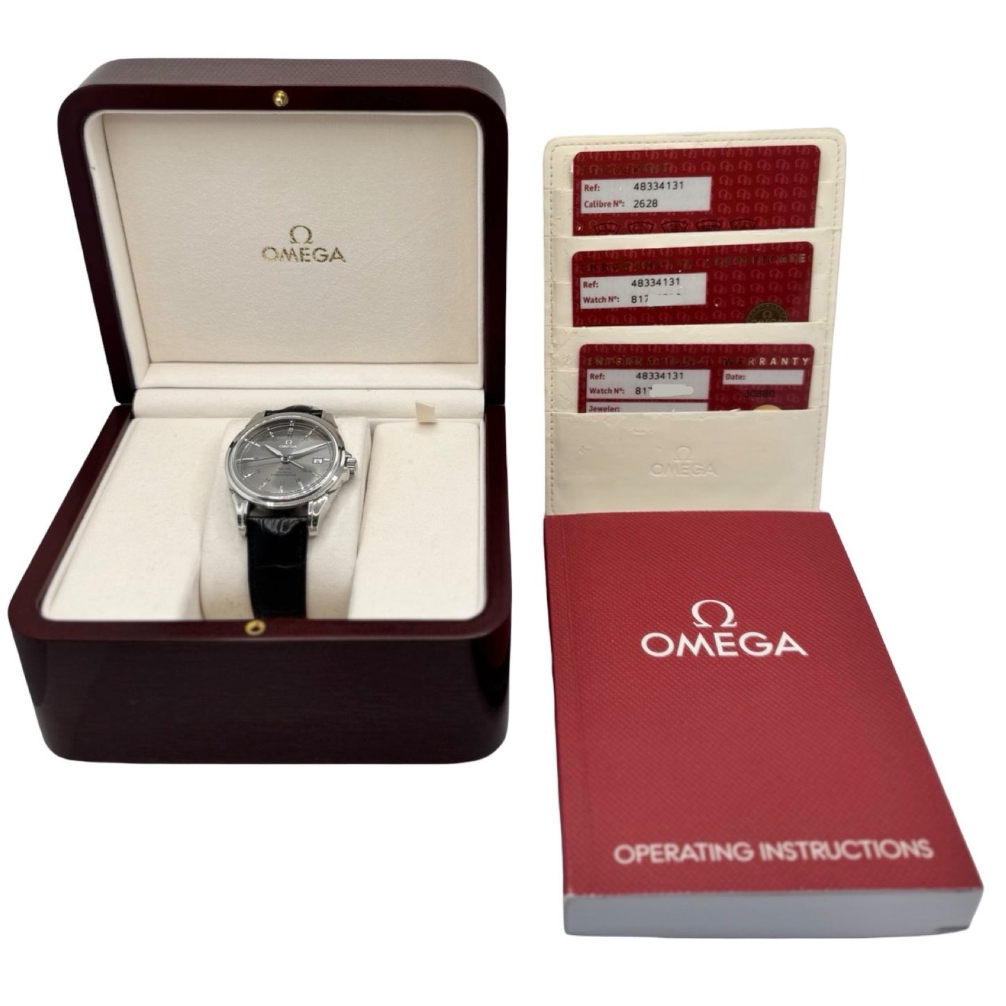 Omega De Ville Automatic GMT Co-Axial Escapement Chronometer Grey Dial Black Strap 4833.41.31