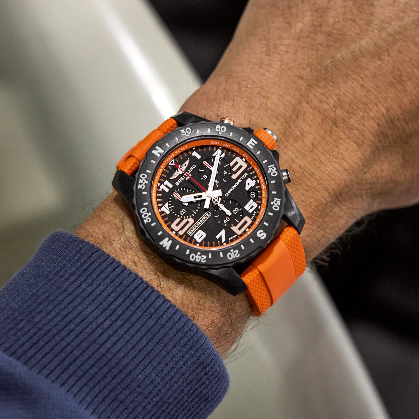Breiting Endurance Pro 44 Black Dial Orange Rubber Strap X82310A51B1S2
