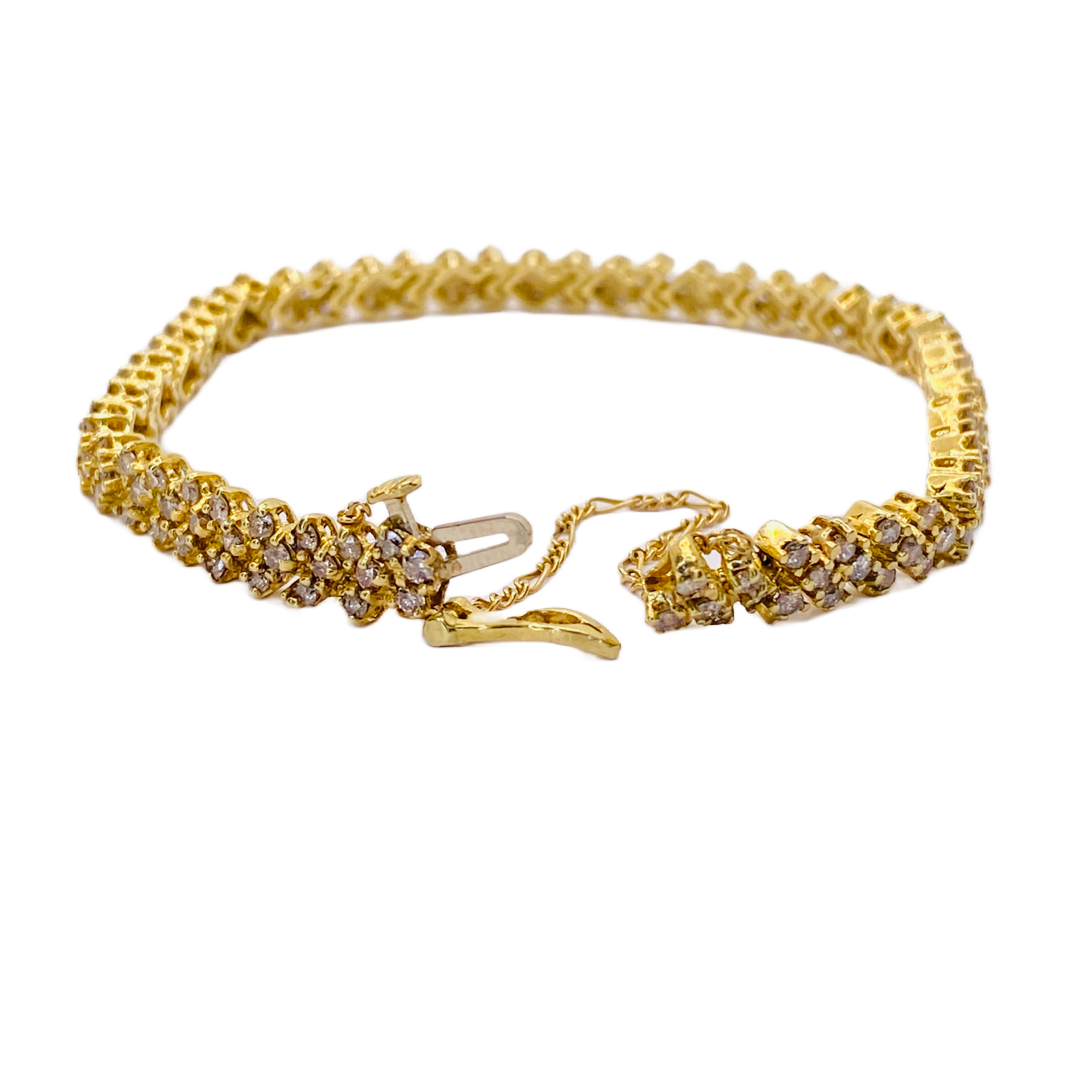 Estate Jewelry 14K Yellow Gold Diamond Tennis Bracelet
