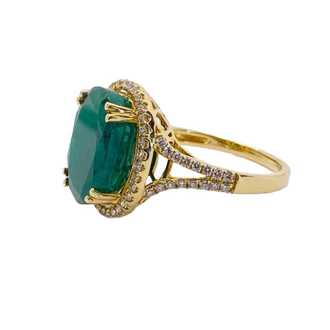 14K Yellow Gold Large Oval Emerald Ring