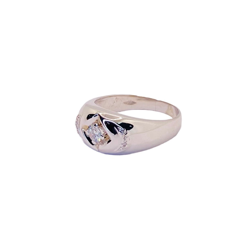 14K White Gold Diamond Mens Ring
