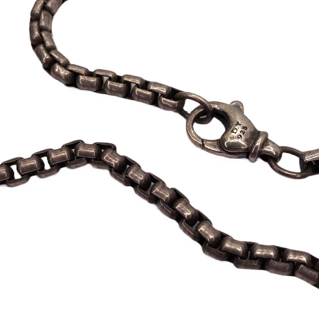David Yurman 925 Silver Mens Chain and Dog Tag Pendant Necklace