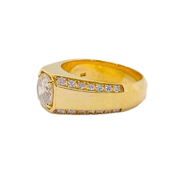 14K Yellow Gold Mens Diamond Ring