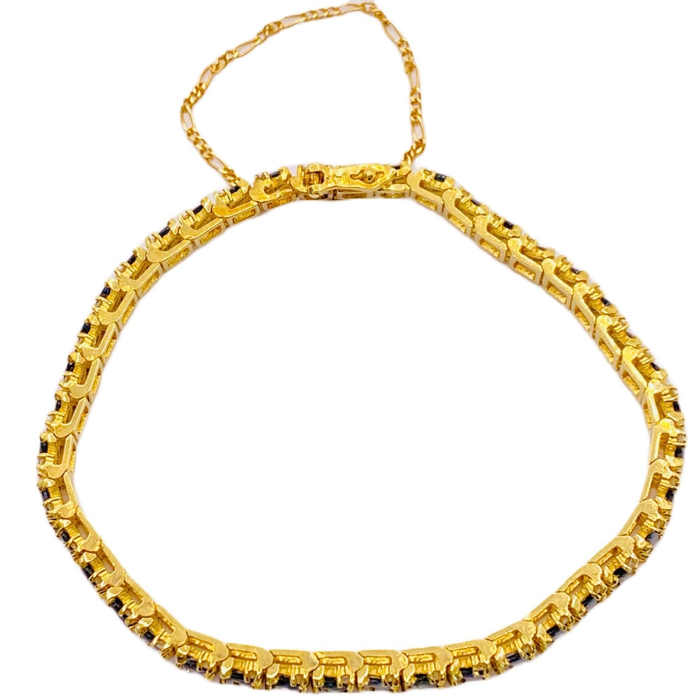 Estate Jewelry 14K Yellow Gold Blue Marquise Sapphire Bracelet