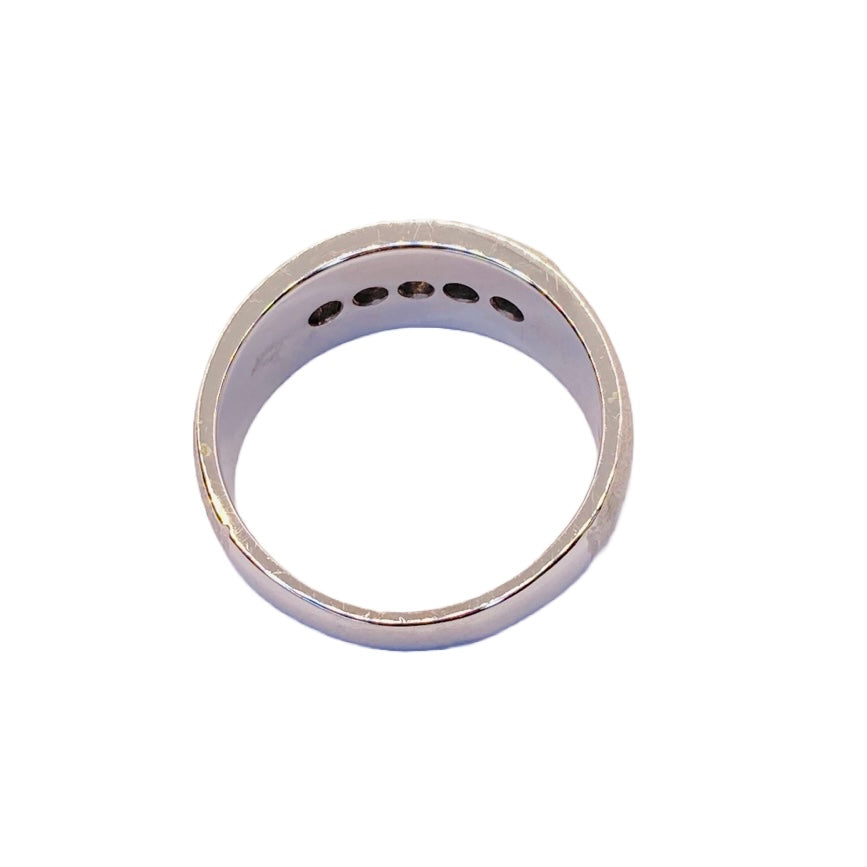 14K White Gold Diamond Mens Ring